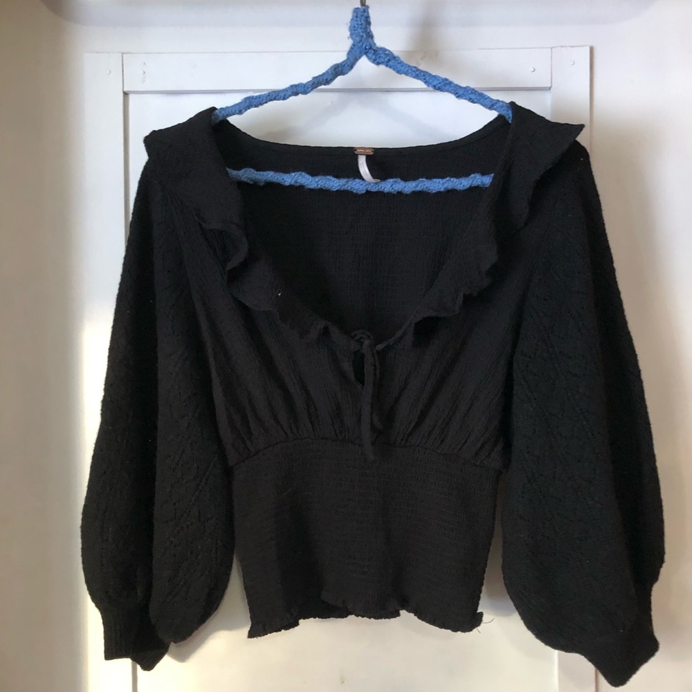 SOLD Free People Black Ruffled Top